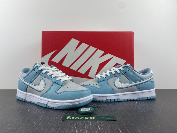 nike dunk low fleece s*h worn blue fb1871-011
