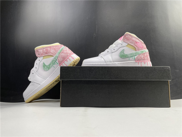 air jordan 1 mid pink ice-cream dd1666-100