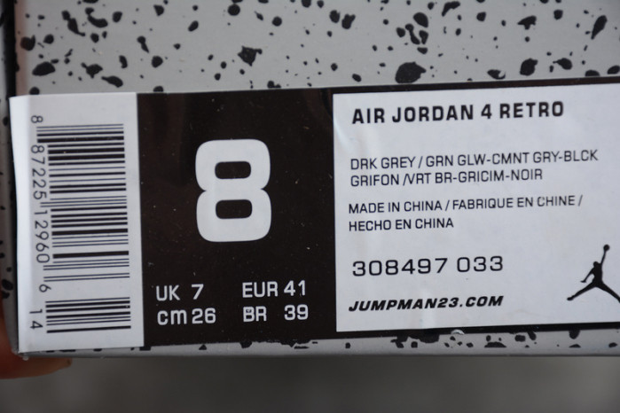 air jordan 4 retrogreen glow 308497-033