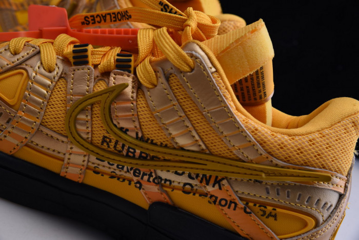 ow x nike air rubber dunk “university gold” cu6015-100
