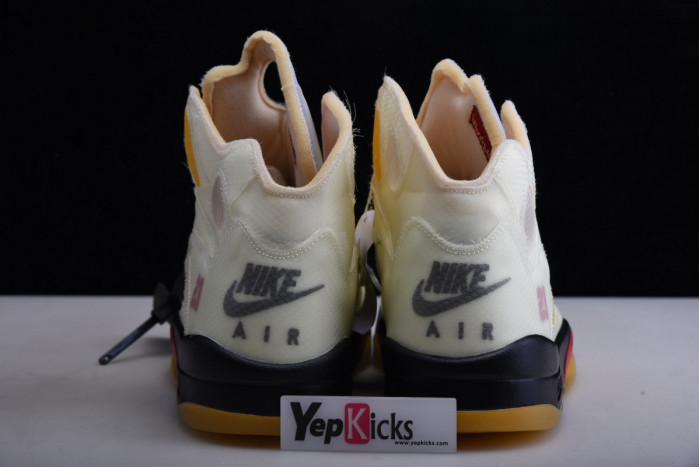 ow x air jordan 5 “sail” dh8565-100
