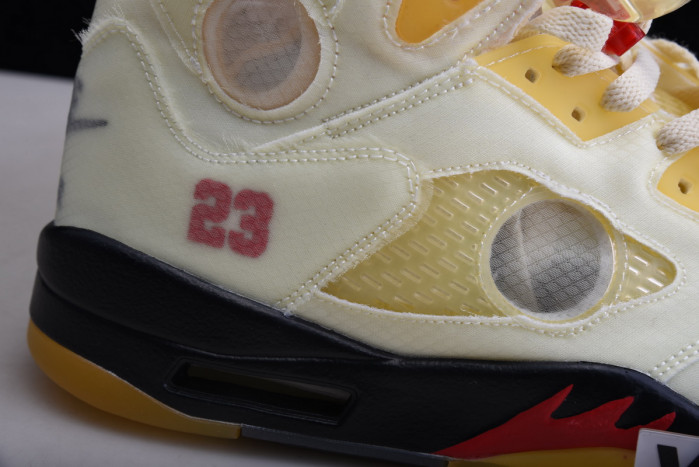 ow x air jordan 5 “sail” dh8565-100