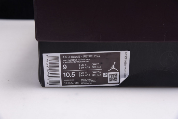 psg x air jordan 4 retro cz5624-100