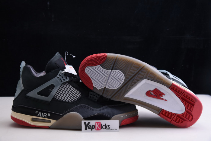 ow x air jordan 4 “bred” cv9388-001