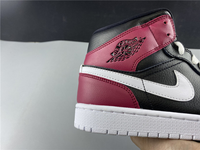 air jordan 1 mid black noble red bq6472-016