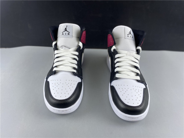 air jordan 1 mid black noble red bq6472-016