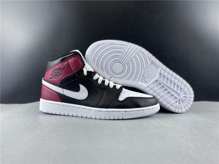 air jordan 1 mid black noble red bq6472-016