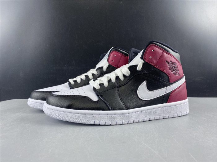 air jordan 1 mid black noble red bq6472-016