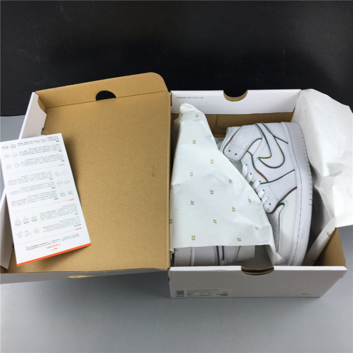 air jordan 1 mid iridescent reflective white ck6587-100