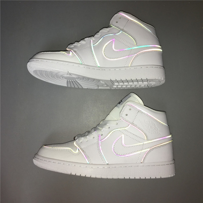 air jordan 1 mid iridescent reflective white ck6587-100