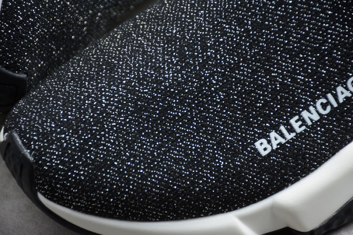Ba*len*cia*ga speed trainer sneakers black sliver wt-9033