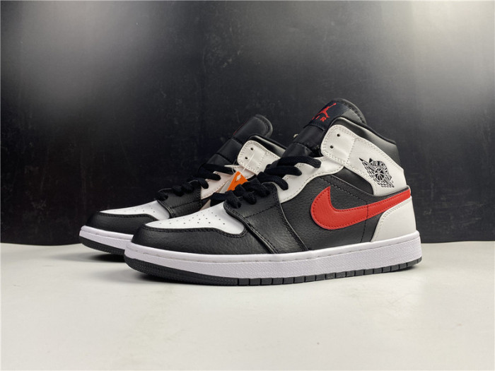 air jordan 1 mid black chile red white 554724-075