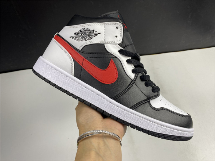 air jordan 1 mid black chile red white 554724-075