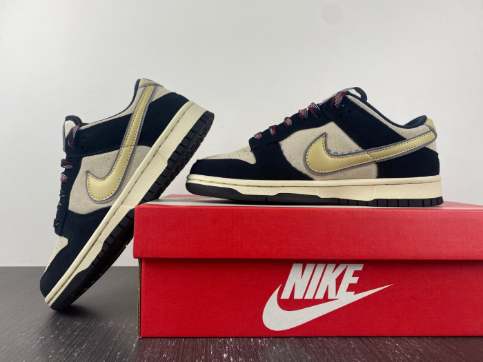 nike dunk low lx black suede team gold dv3054-001