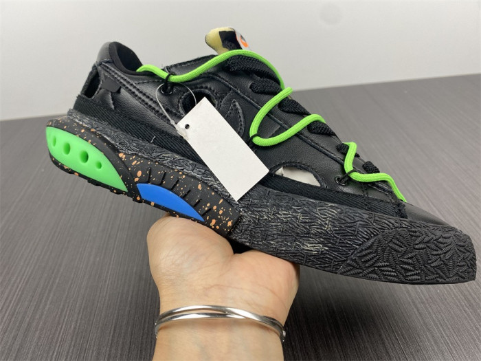 nike blazer low x ow "black / green" dh7863-001