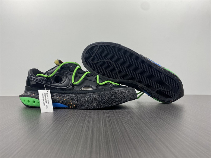 nike blazer low x ow "black / green" dh7863-001