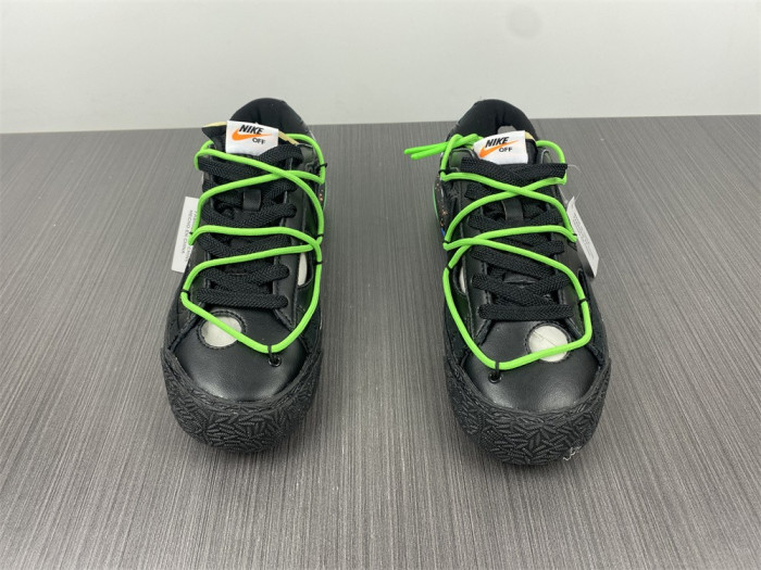 nike blazer low x ow "black / green" dh7863-001