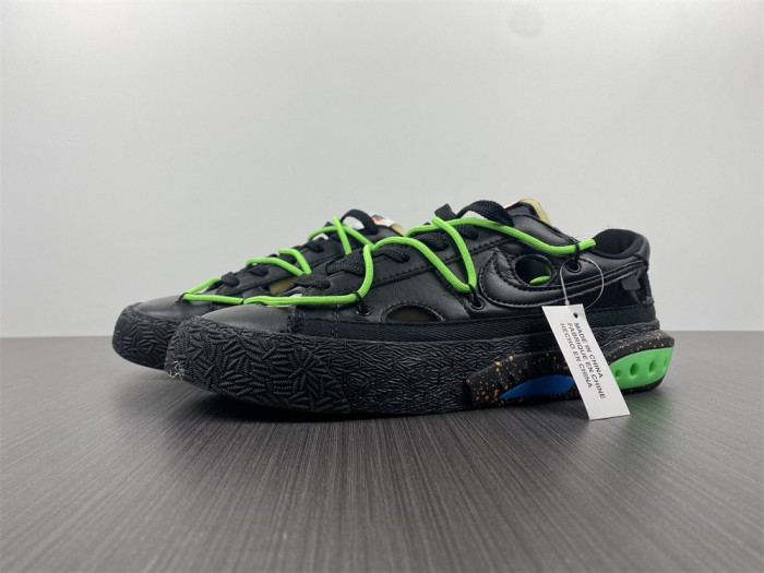 nike blazer low x ow "black / green" dh7863-001