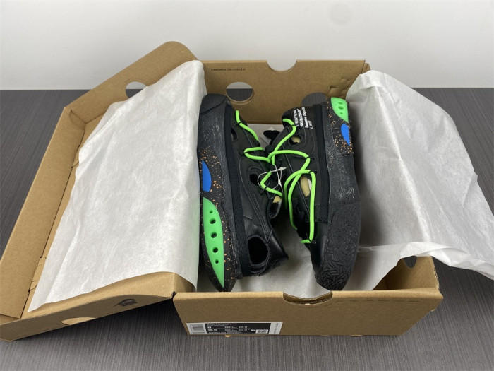 nike blazer low x ow "black / green" dh7863-001