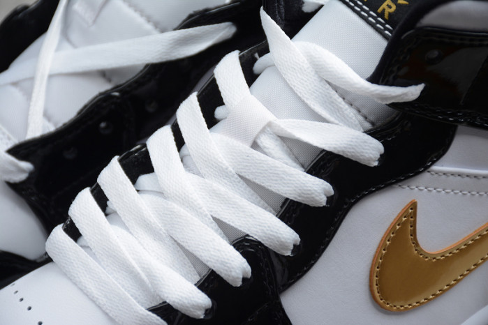 jordan 1 mid patent black white gold 852542-007