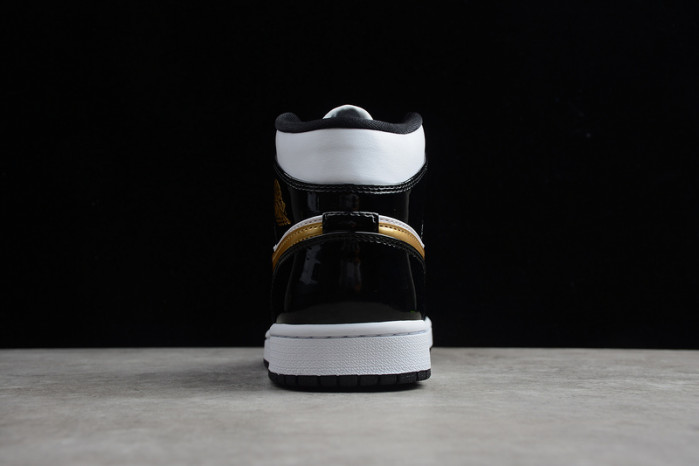 jordan 1 mid patent black white gold 852542-007